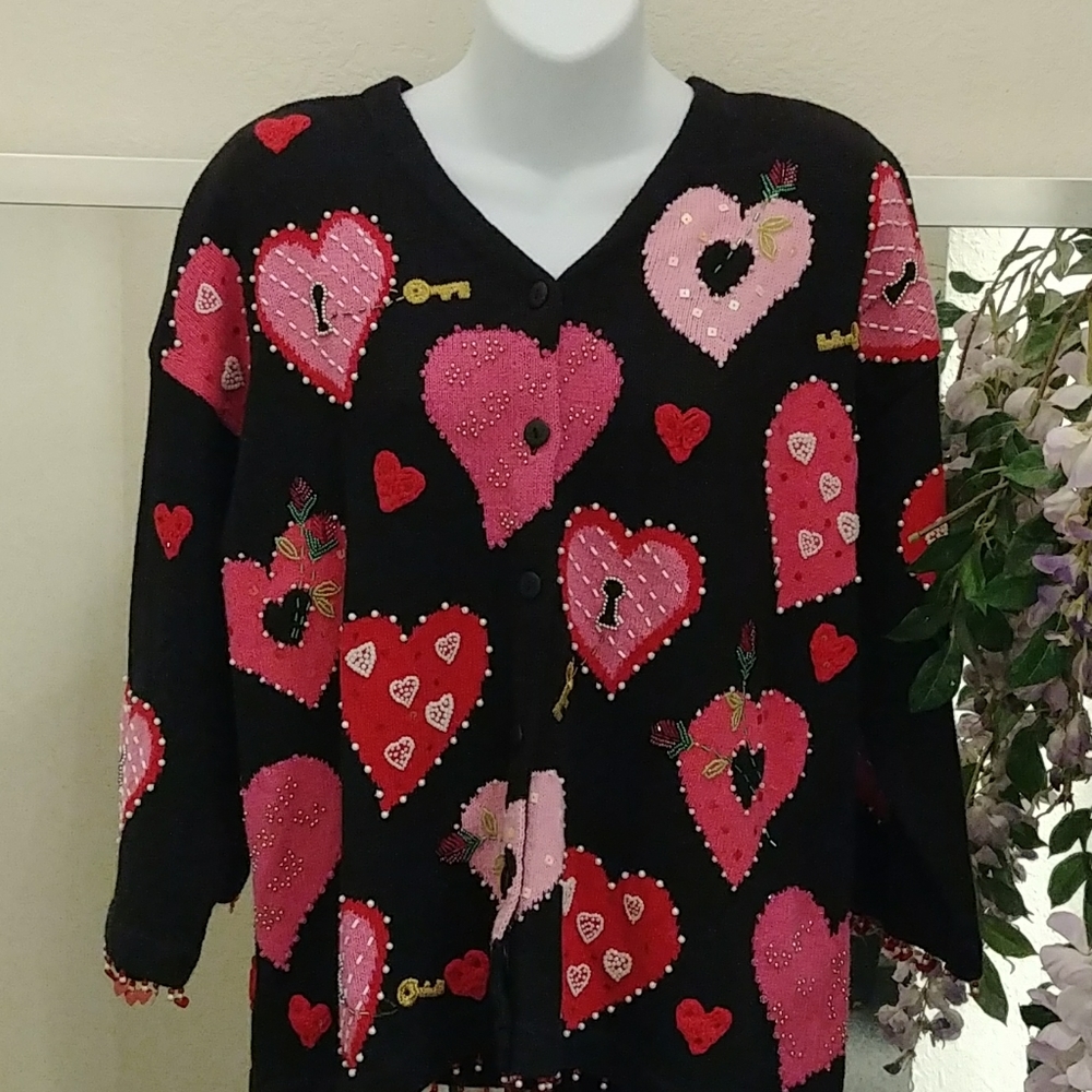 VTG- Jane's Closet Embellished ❤ Cardigan Sweat…